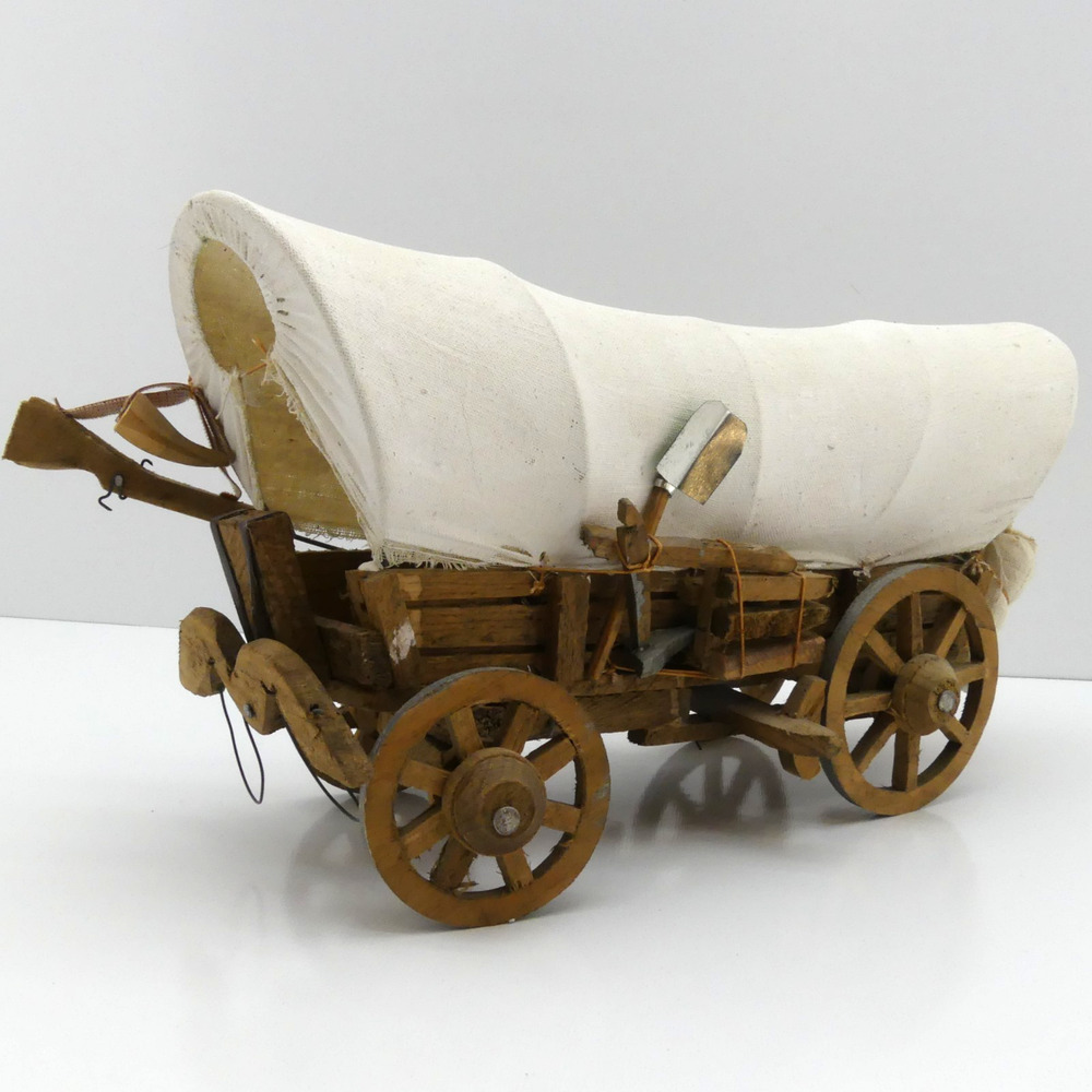 Vintage Conestoga Covered Wagon Wooden Model Western Cowboy Handmade Decor